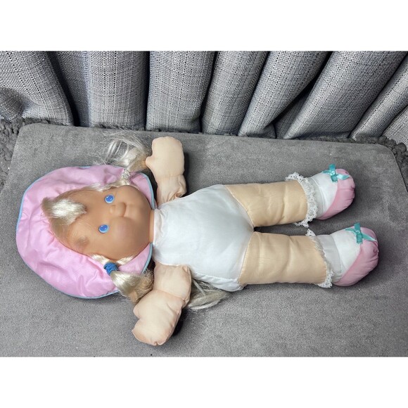 Fisher Price Puffalump Nylon Kids Doll Blonde Blue Eyes Braids Dress 19 Inch - Picture 8 of 11